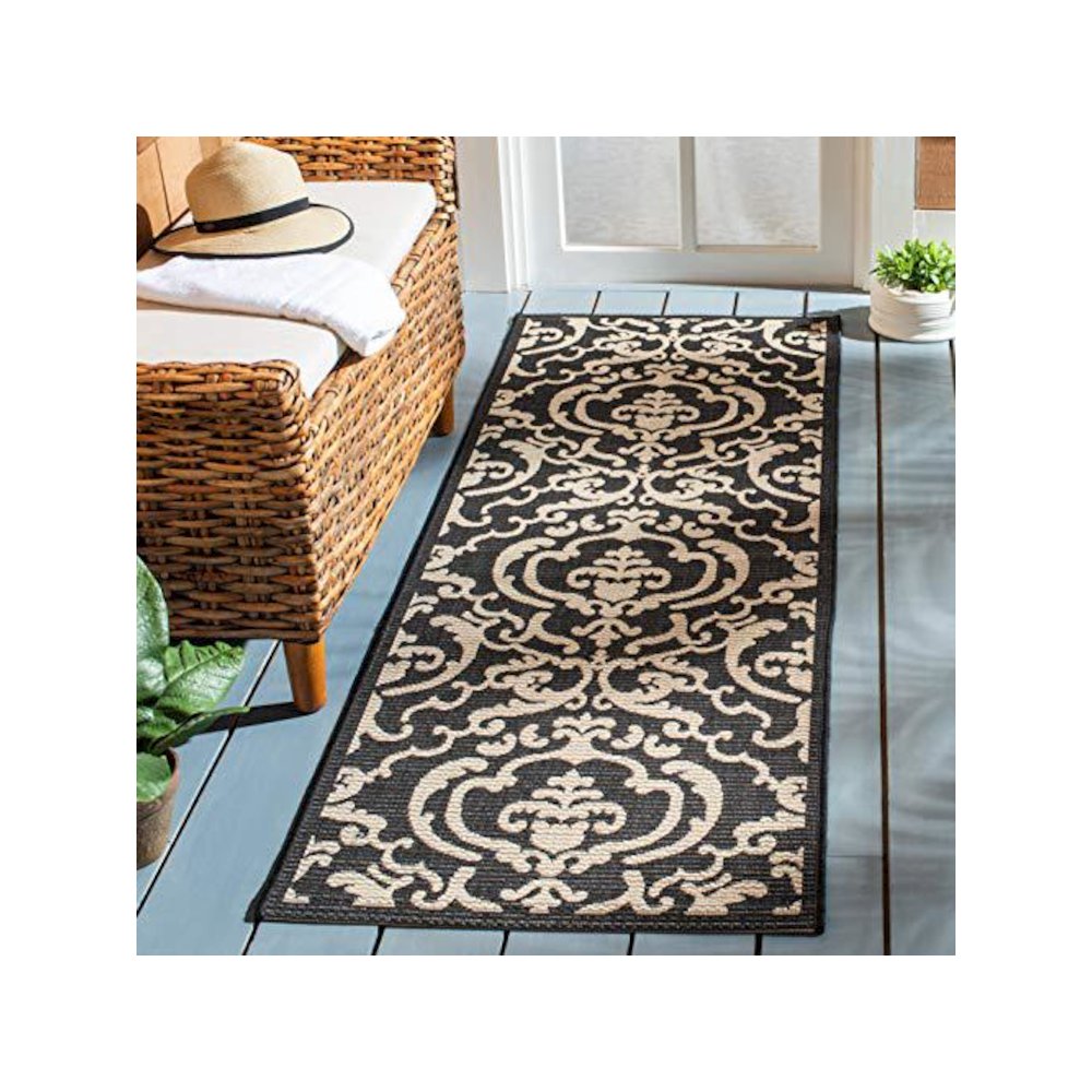 COURTYARD, BLACK / SAND, 2'-3" X 14', Area Rug, CY2663-3908-214. Picture 1