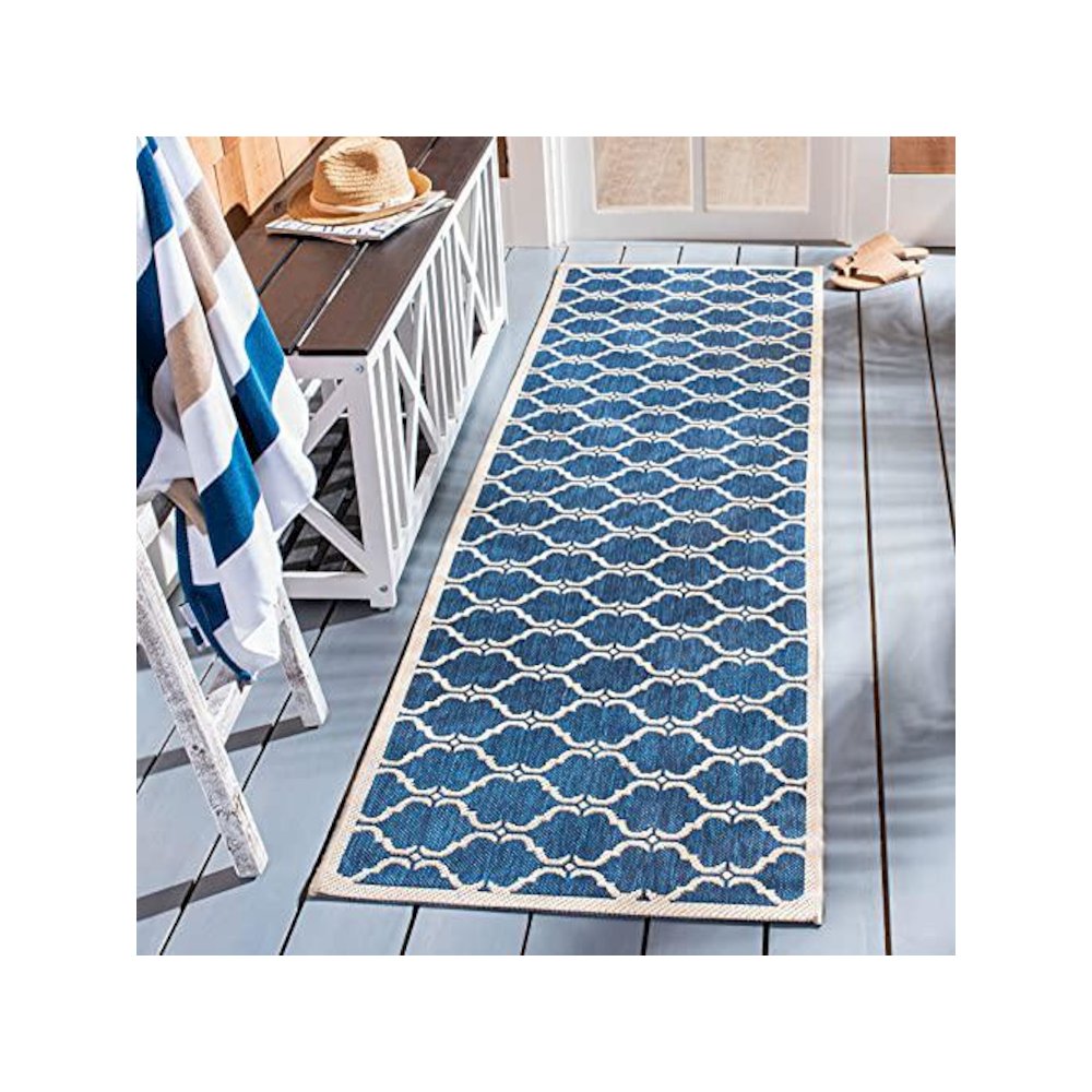 COURTYARD, NAVY / BEIGE, 2'-3" X 12', Area Rug, CY6009-268-212. Picture 1