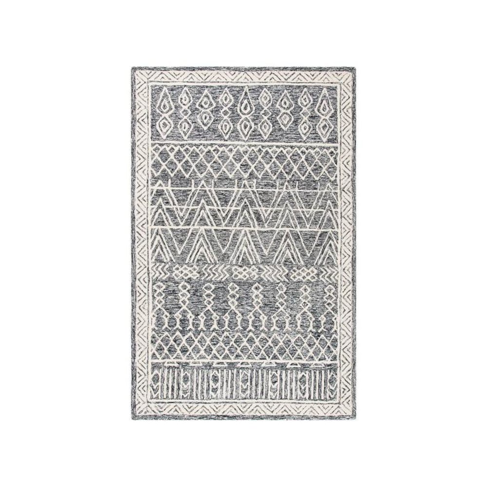 Abstract, IVORY / BLACK, 4' X 6', Area Rug, ABT558A-4. Picture 1