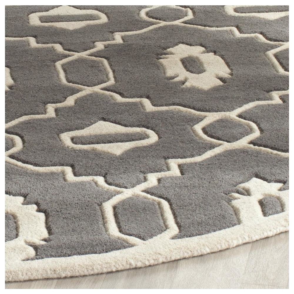 CHATHAM, DARK GREY / IVORY, 7' X 7' Round, Area Rug, CHT745D-7R. Picture 1