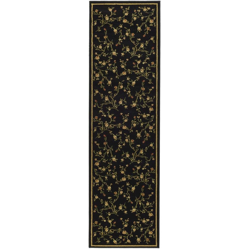 Black and Green Area Rug with Power Loomed Polypropylene Pile and Jute Backing. Picture 1