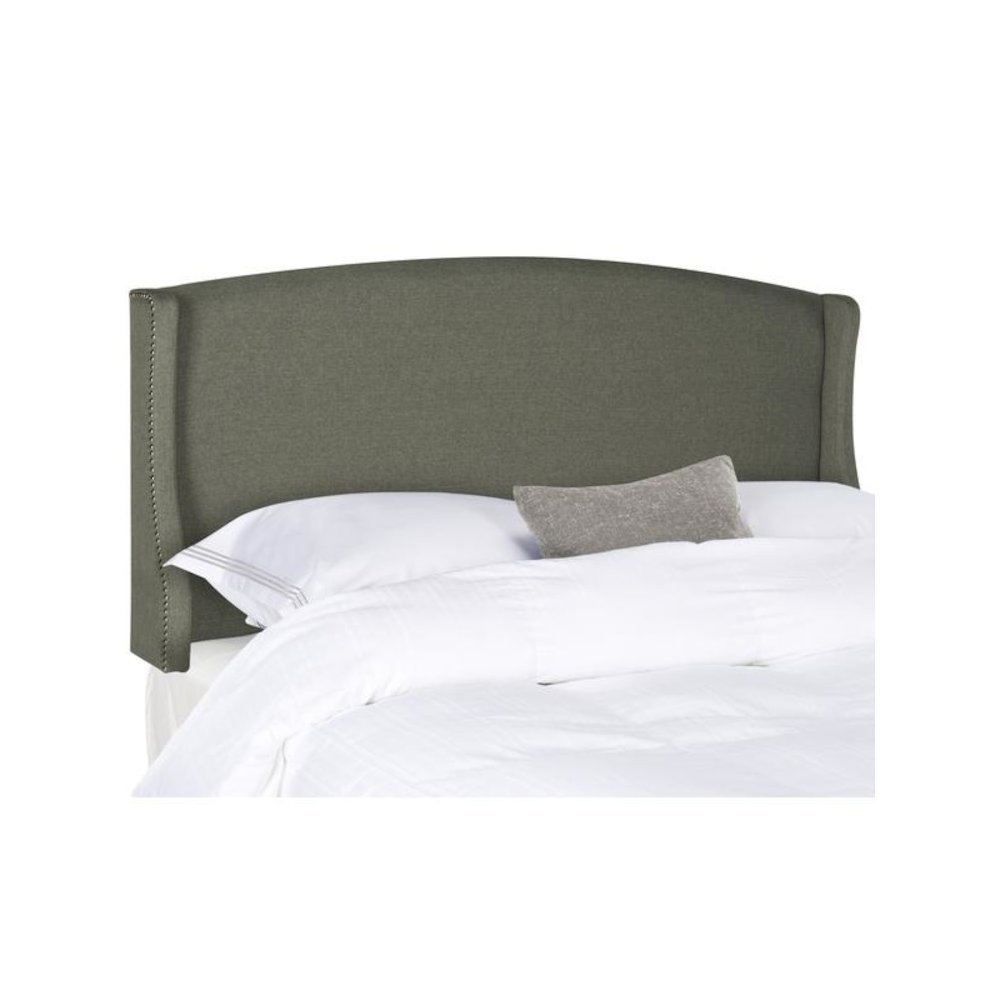 AUSTIN GREY WINGED LINEN HEADBOARD - SILVER NAIL HEADS, MCR4003D-T. Picture 1
