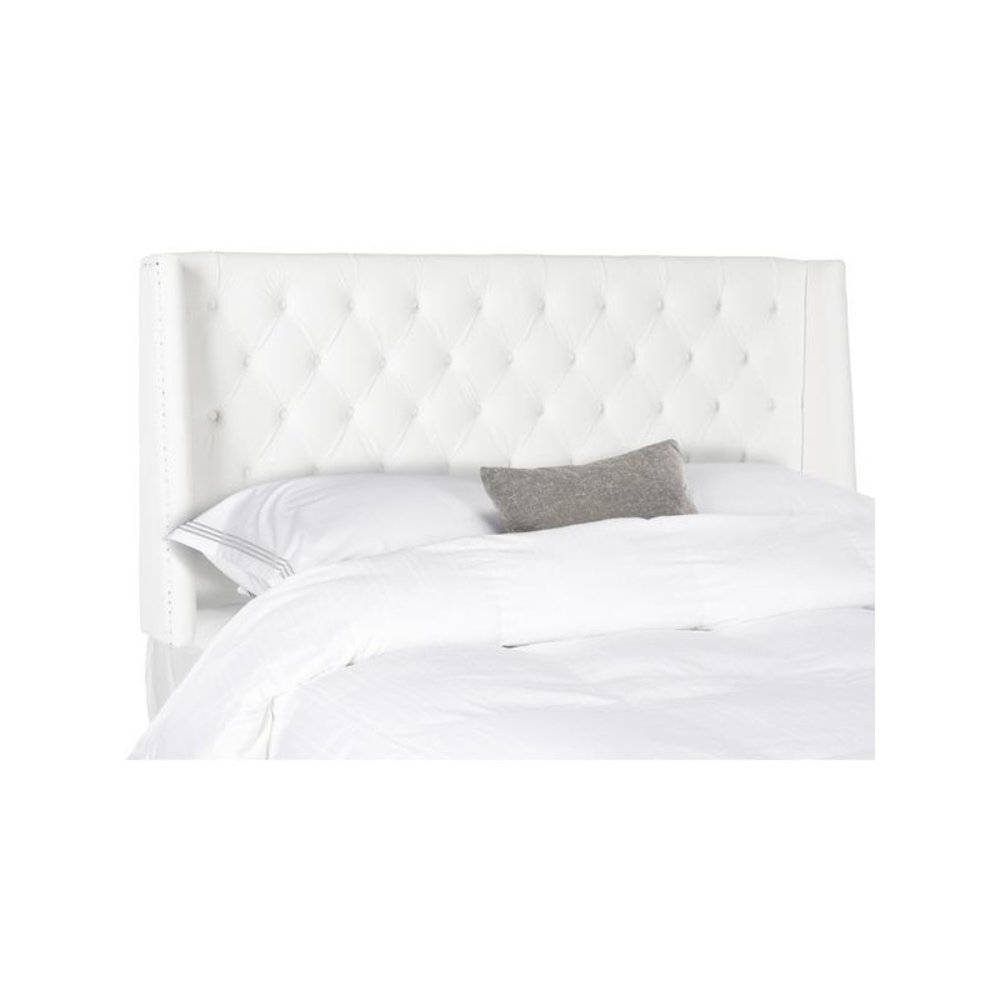 LONDON WHITE TUFTED WINGED HEADBOARD - FLAT NAIL HEADS, MCR4048F-Q. Picture 1