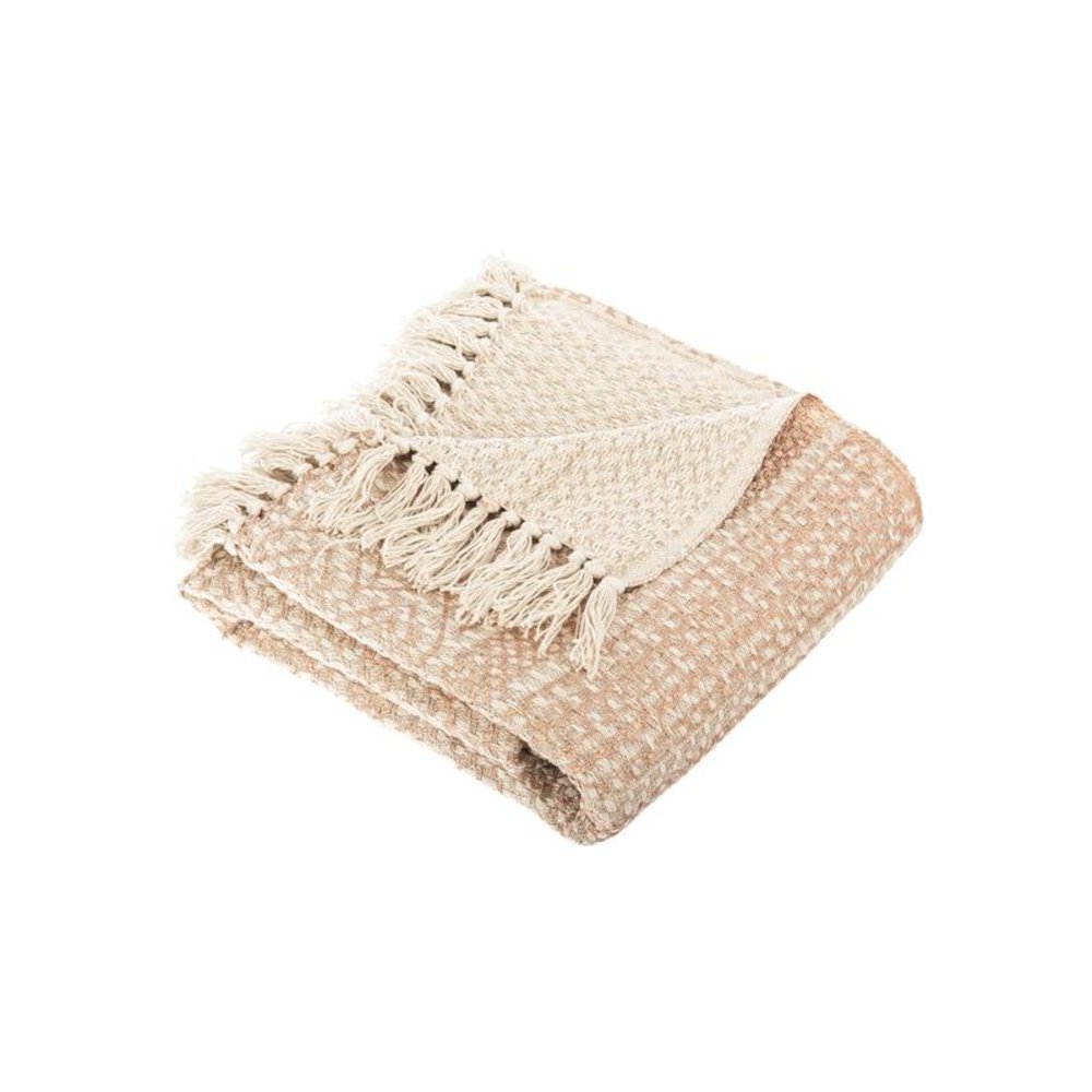 Becks Fringe Throw, Beige/Copper, THR906A-6072. Picture 1