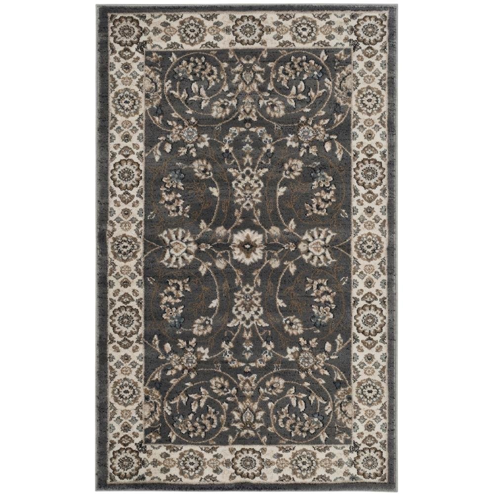 Gray and Cream Area Rug with Power Loomed Construction and Jute Backing. Picture 4