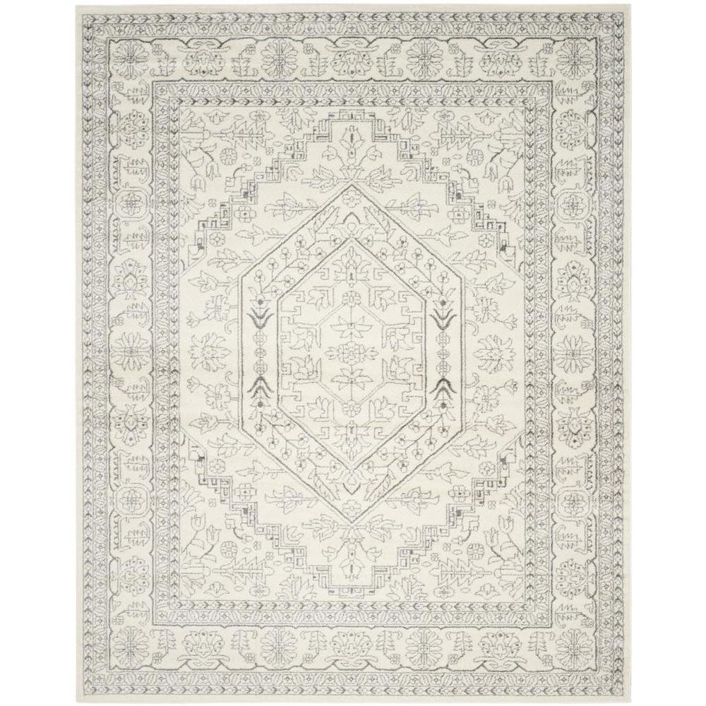 Ivory and Silver Area Rug with Power Loomed Polypropylene Pile, Large Rectangle. Picture 1