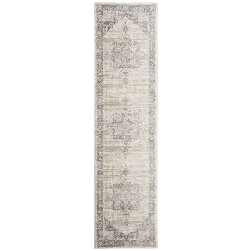 Cream / Grey Area Rug with Jute Backing and Power Loomed Craftsmanship, Runner. Picture 1