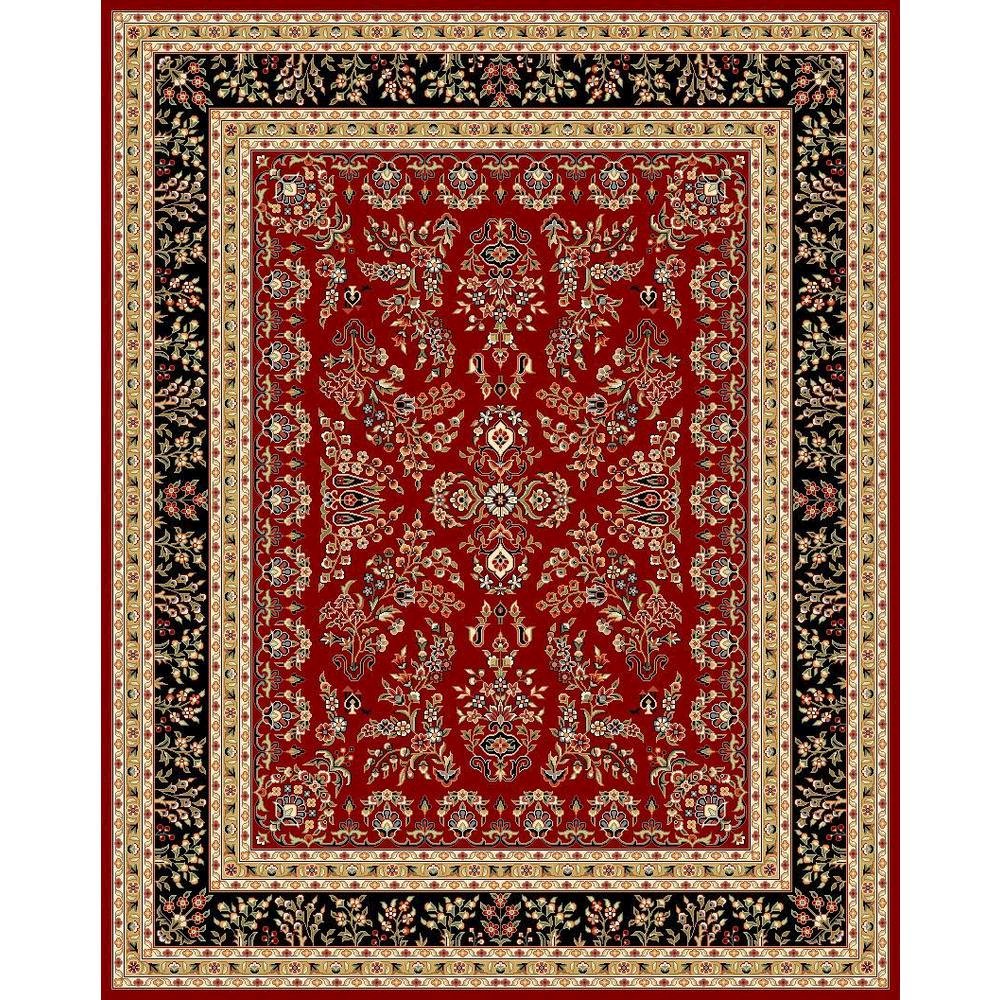Red and Black Area Rug with Power Loomed Construction and Jute Backing. Picture 1
