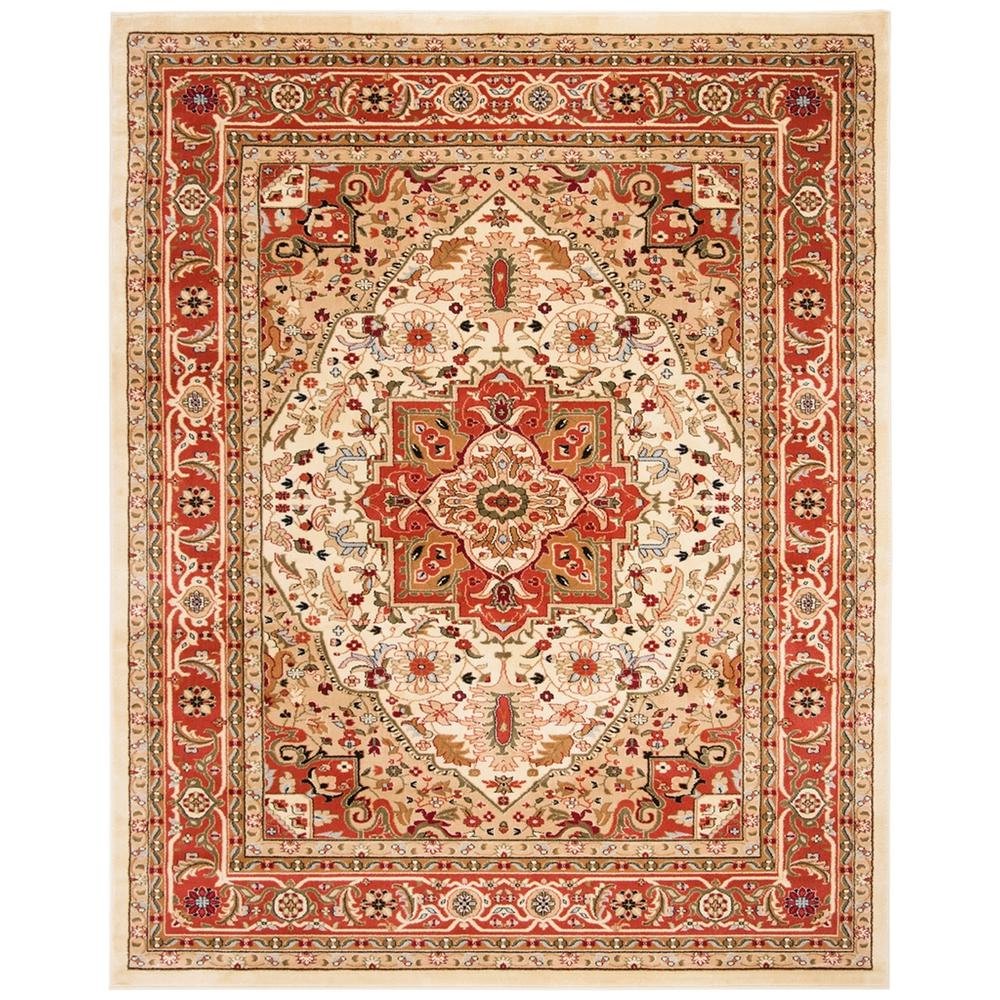 Ivory and Rust Area Rug with Power Loomed Polypropylene Pile and Jute Backing. Picture 1
