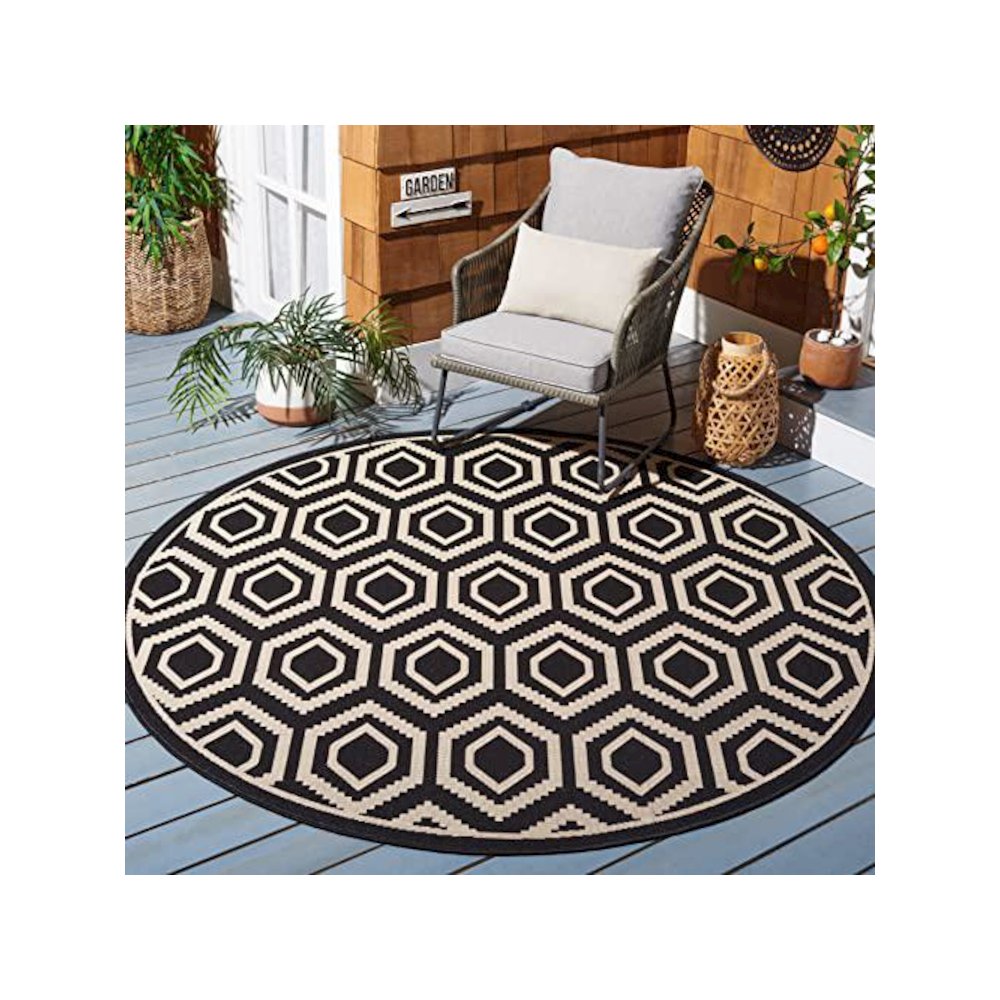 COURTYARD, BLACK / BEIGE, 7'-10" X 7'-10" Round, Area Rug, CY6902-266-8R. Picture 1