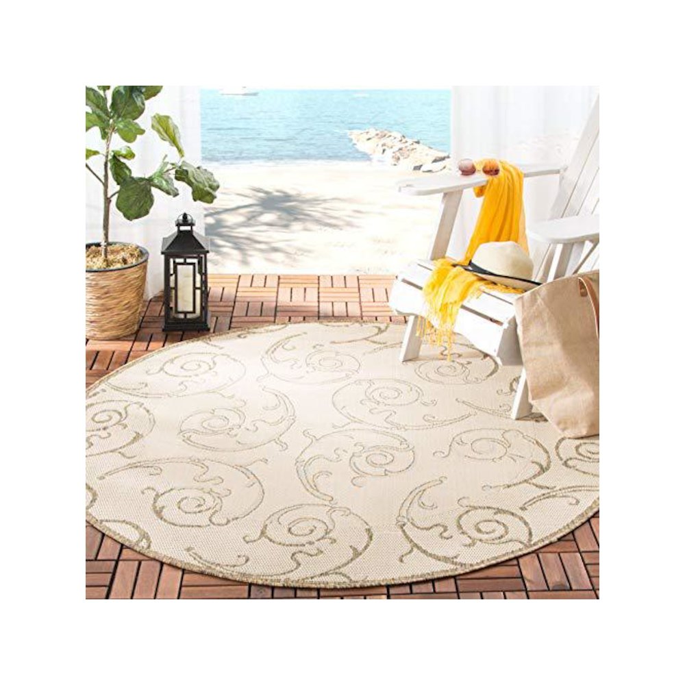 COURTYARD, NATURAL / BROWN, 7'-10" X 7'-10" Round, Area Rug, CY2665-3001-8R. Picture 1