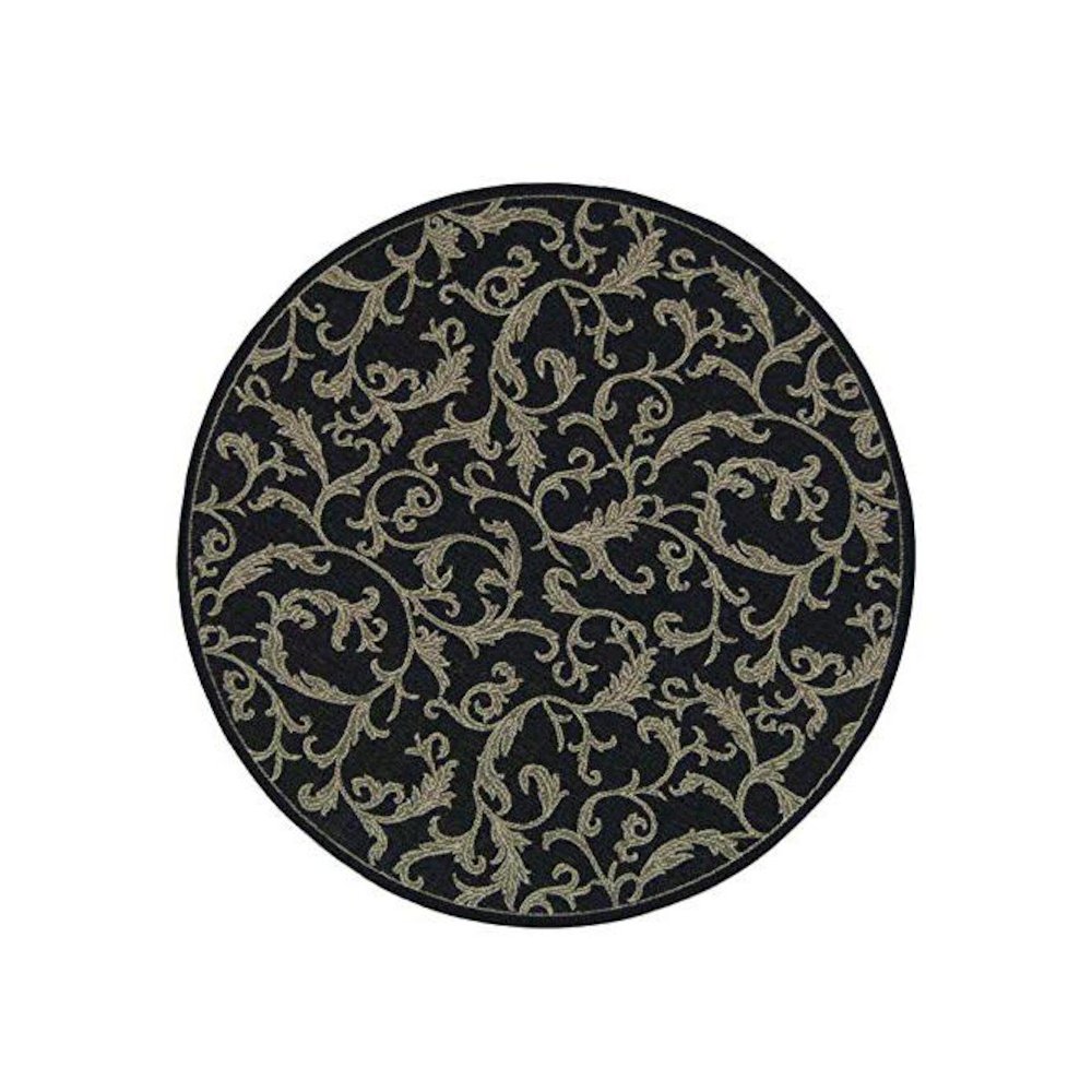 COURTYARD, BLACK / SAND, 7'-10" X 7'-10" Round, Area Rug, CY2653-3908-8R. Picture 1