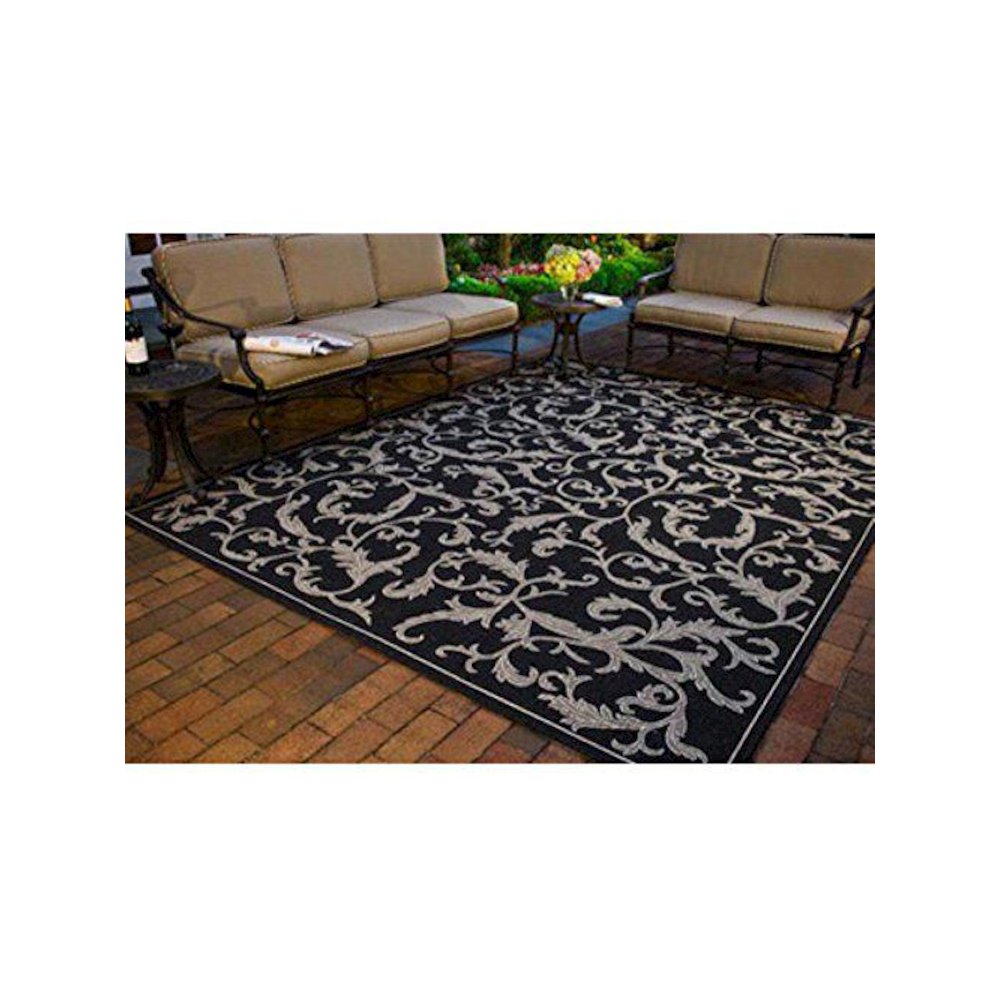 COURTYARD, BLACK / SAND, 7'-10" X 7'-10" Square, Area Rug, CY2663-3908-8SQ. Picture 1