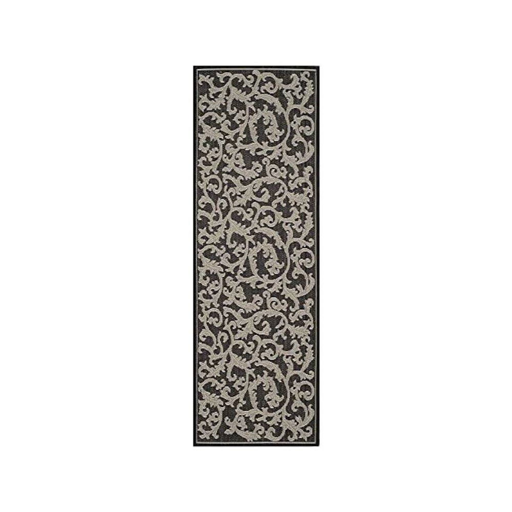 COURTYARD, BLACK / SAND, 2'-7" X 8'-2", Area Rug. Picture 1