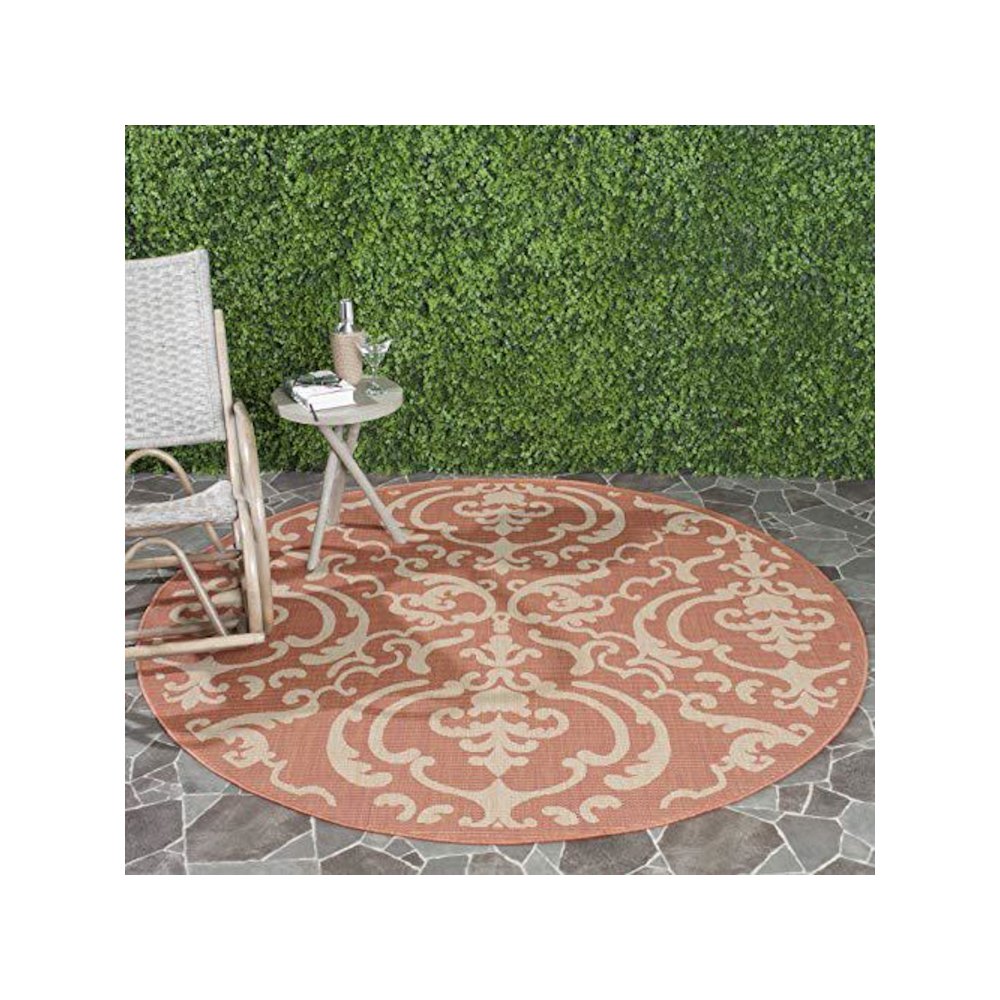 COURTYARD, TERRACOTTA / NATURAL, 7'-10" X 7'-10" Round, Area Rug, CY2663-3202-8R. Picture 1