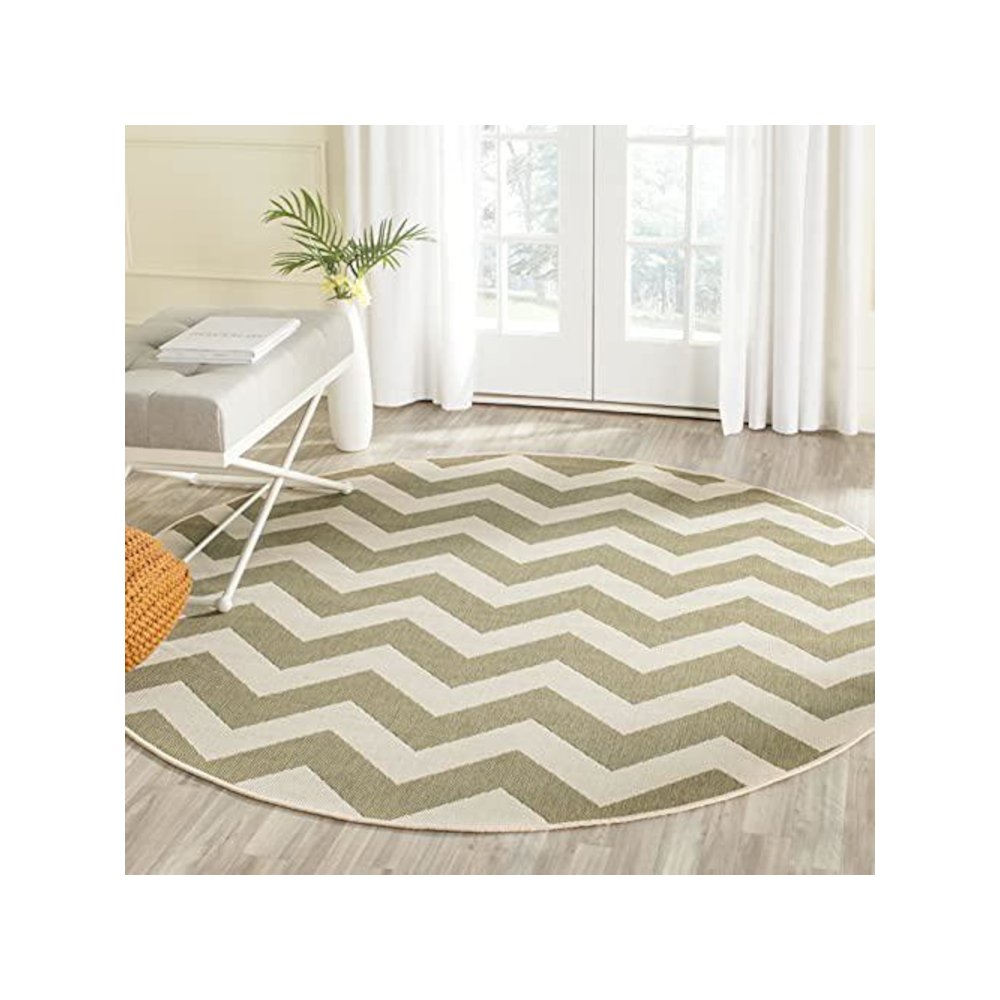COURTYARD, GREEN / BEIGE, 6'-7" X 6'-7" Round, Area Rug, CY6244-244-7R. Picture 1