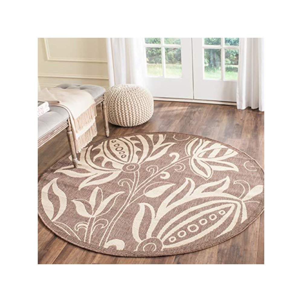 COURTYARD, CHOCOLATE / NATURAL, 6'-7" X 6'-7" Round, Area Rug, CY2961-3409-7R. Picture 1