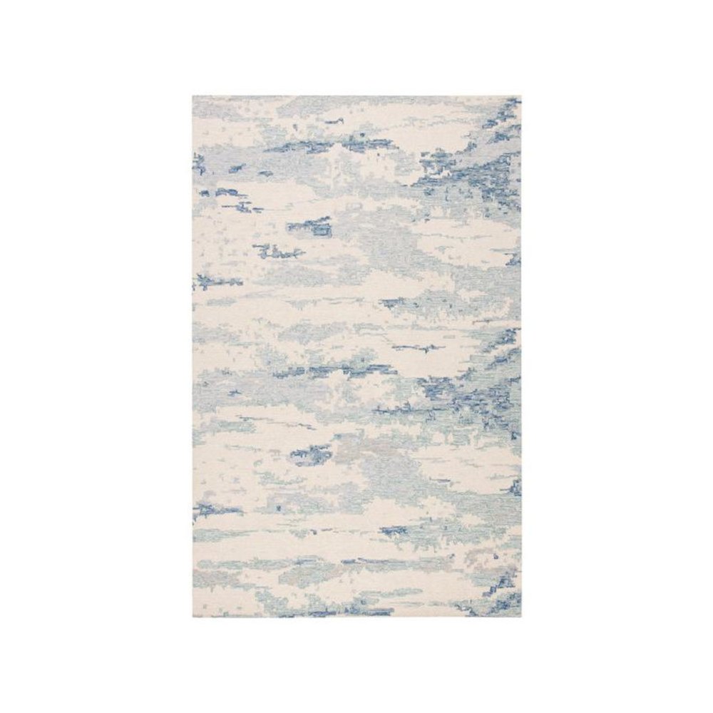 Abstract, IVORY / BLUE, 6' X 6' Square, Area Rug, ABT465A-6SQ. Picture 1