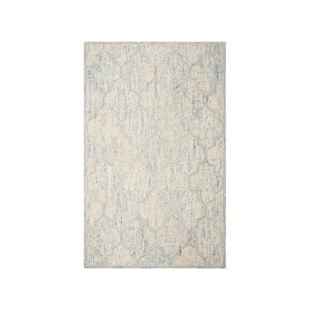 Abstract, IVORY / LIGHT BLUE, 6' X 6' Square, Area Rug. Picture 1