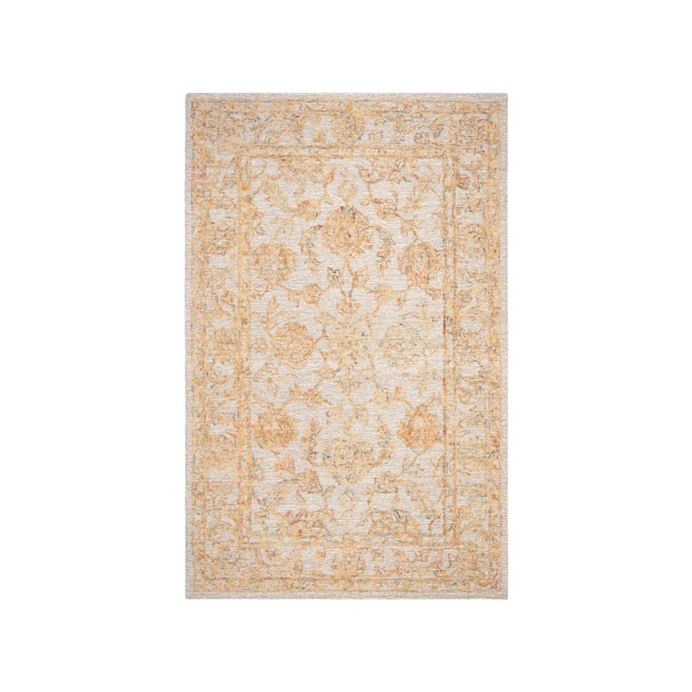 Abstract, BEIGE / GOLD, 6' X 6' Square, Area Rug. Picture 1