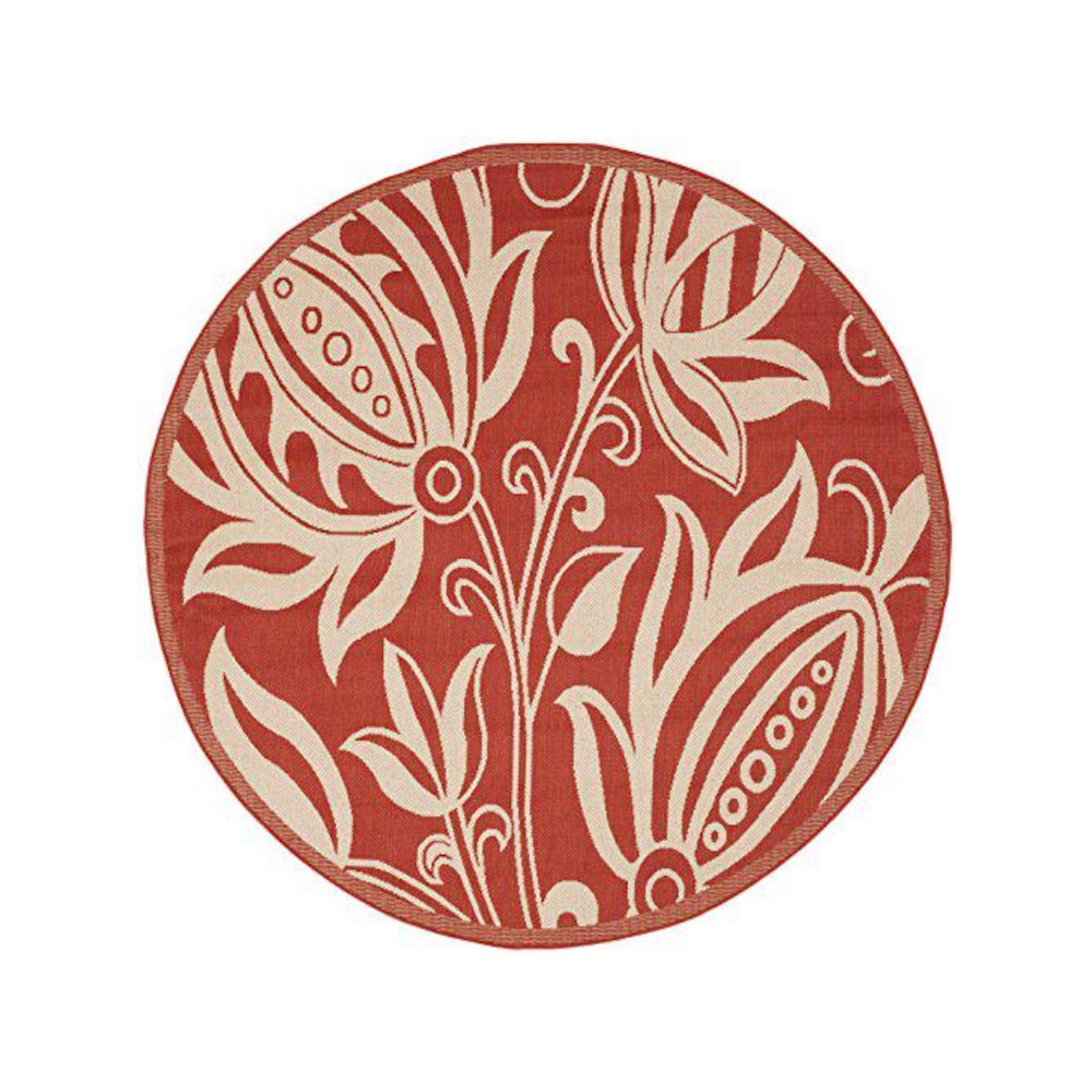 COURTYARD, RED / NATURAL, 6'-7" X 6'-7" Round, Area Rug, CY2961-3707-7R. Picture 1