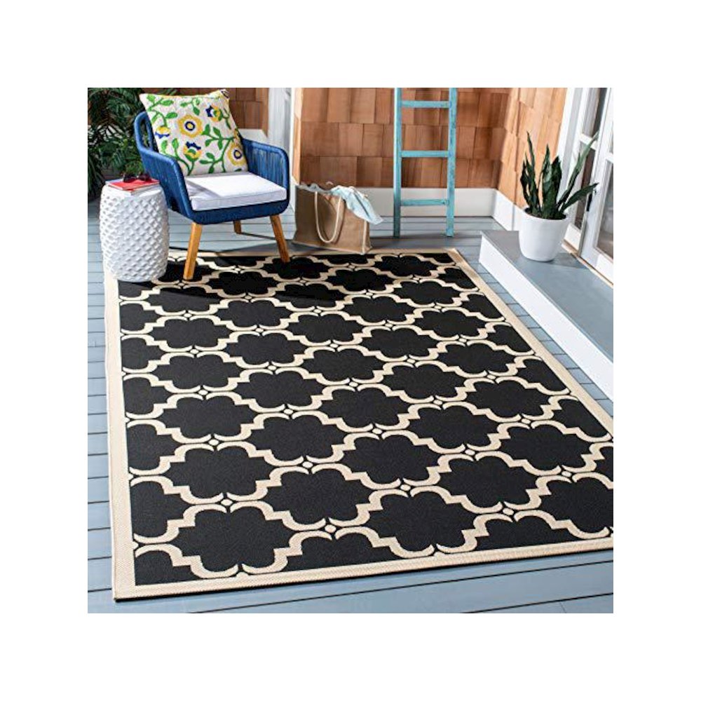 COURTYARD, BLACK / BEIGE, 4' X 5'-7", Area Rug, CY6009-226-4. Picture 1