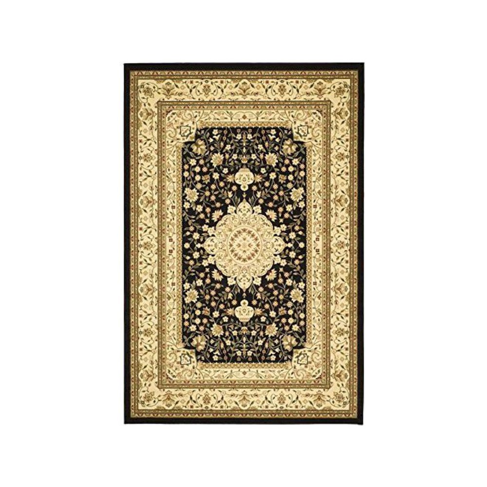 LYNDHURST, BLACK / IVORY, 8' X 8' Round, Area Rug, LNH213A-8R. Picture 1
