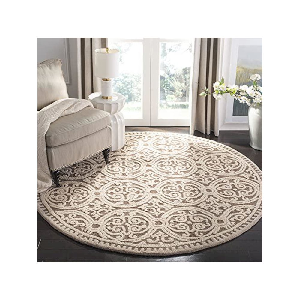 CAMBRIDGE, TAN / MULTI, 8' X 8' Round, Area Rug. Picture 1