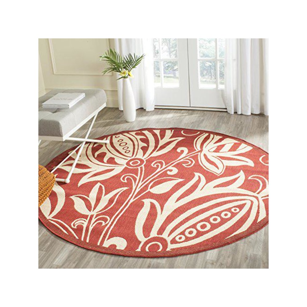 COURTYARD, RED / NATURAL, 6'-7" X 6'-7" Round, Area Rug, CY2961-3707-7R. Picture 3