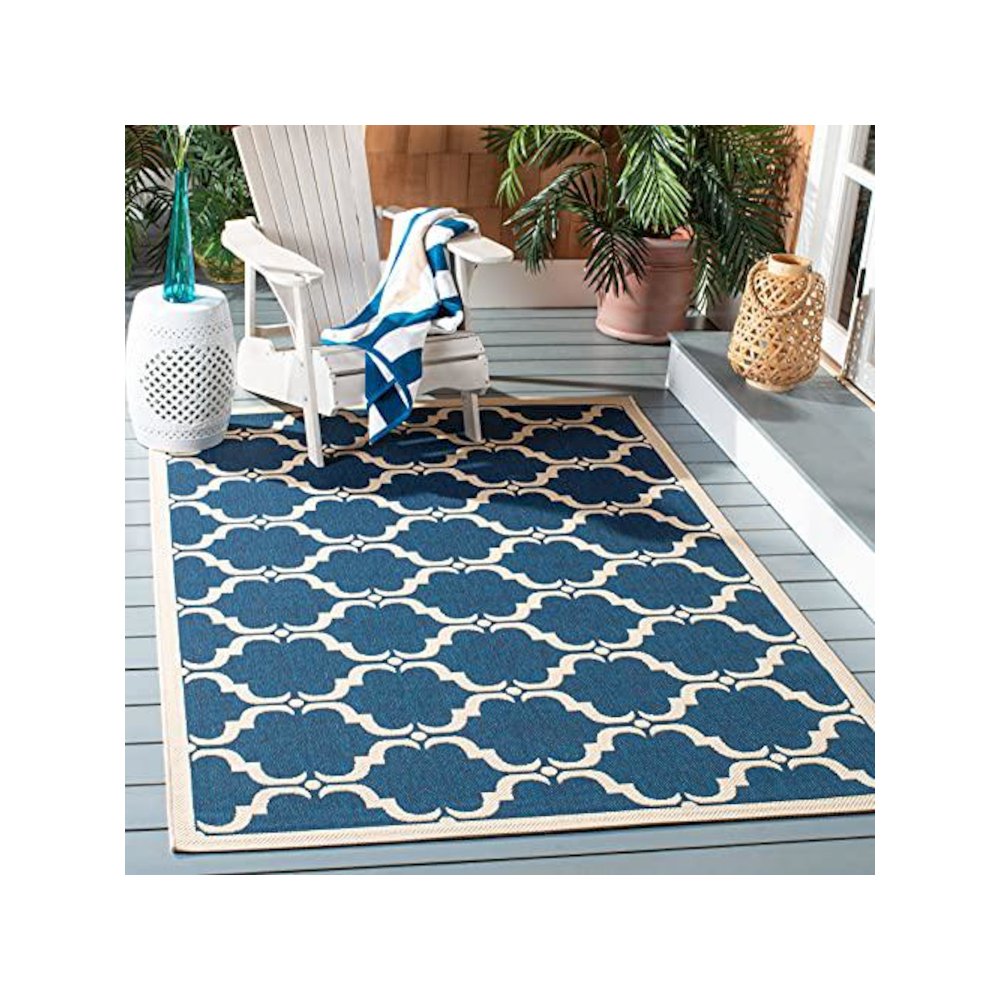 COURTYARD, NAVY / BEIGE, 4' X 5'-7", Area Rug, CY6009-268-4. Picture 1