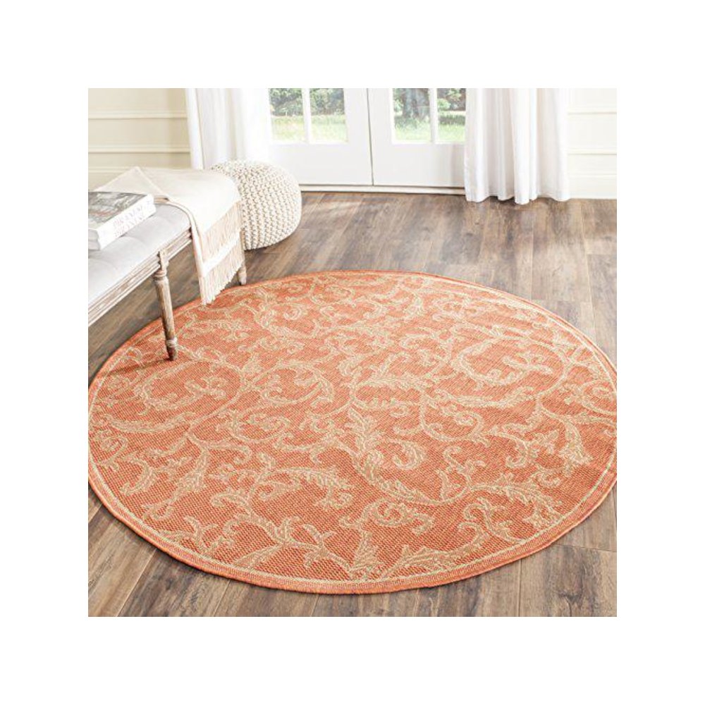 COURTYARD, TERRACOTTA / NATURAL, 5'-3" X 5'-3" Round, Area Rug, CY2653-3202-5R. Picture 1