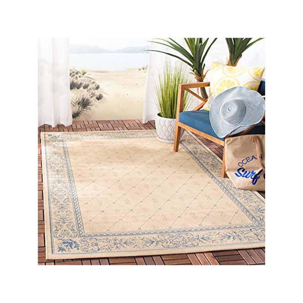 COURTYARD, NATURAL / BLUE, 5'-3" X 7'-7", Area Rug, CY2326-3101-5. Picture 1