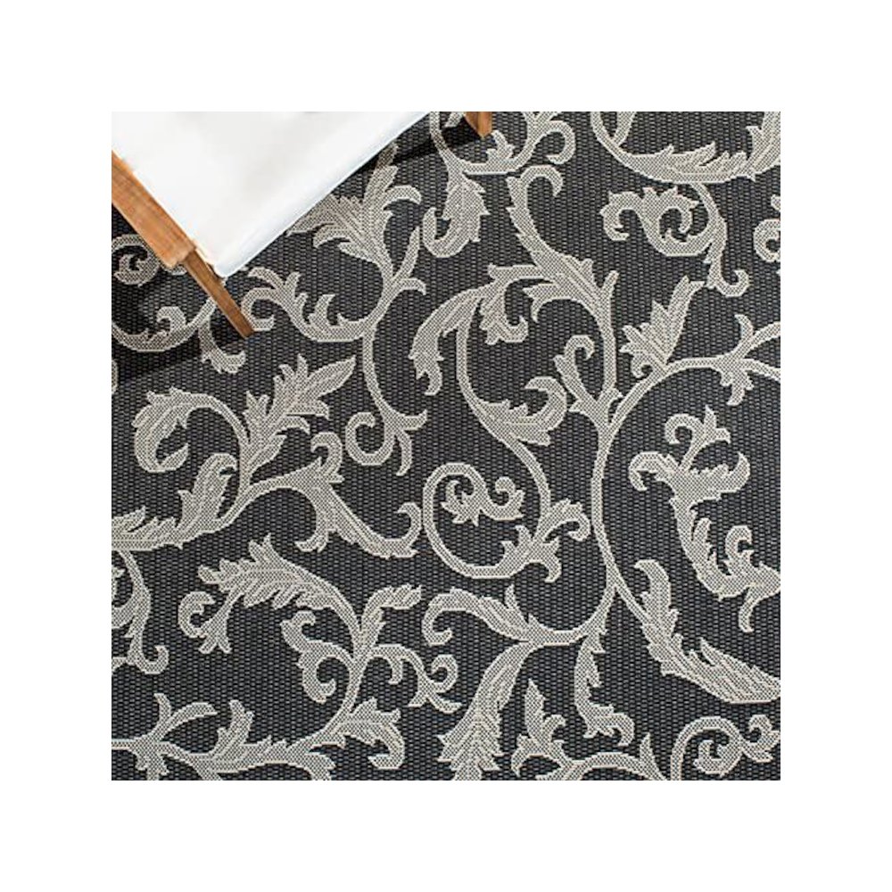 COURTYARD, BLACK / SAND, 2'-7" X 8'-2", Area Rug. Picture 3