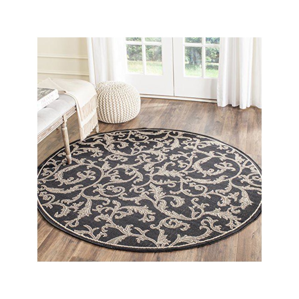 COURTYARD, BLACK / SAND, 7'-10" X 7'-10" Round, Area Rug, CY2653-3908-8R. Picture 3