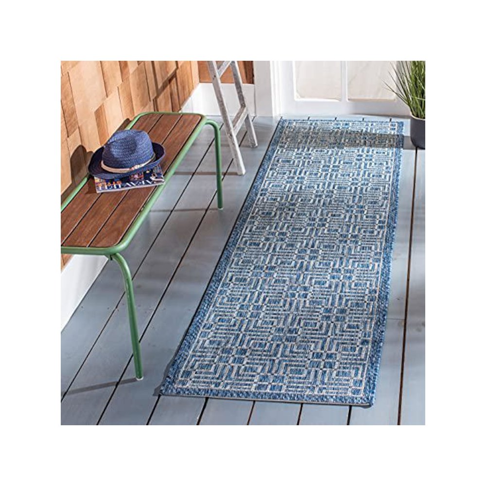 COURTYARD, NAVY / GREY, 2'-3" X 8', Area Rug, CY8467-36821-28. Picture 1