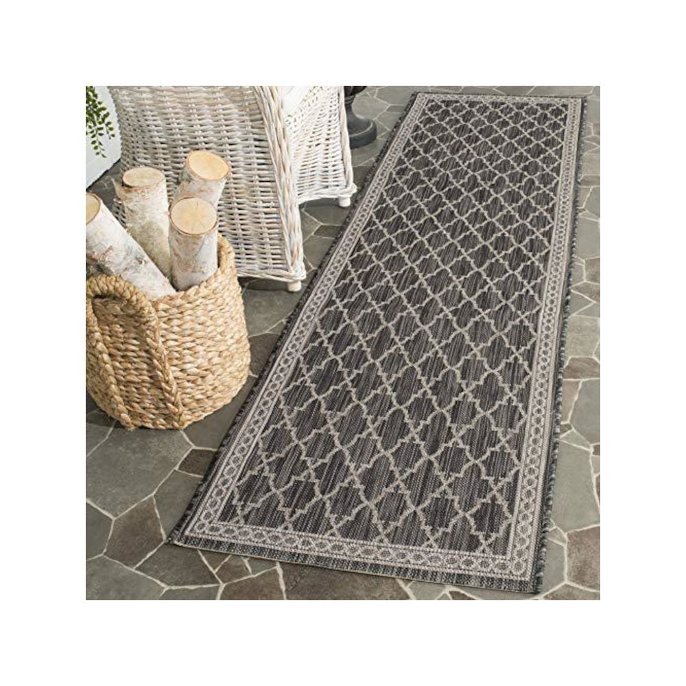 COURTYARD, BLACK / BEIGE, 2'-3" X 12', Area Rug, CY8871-36621-212. Picture 1