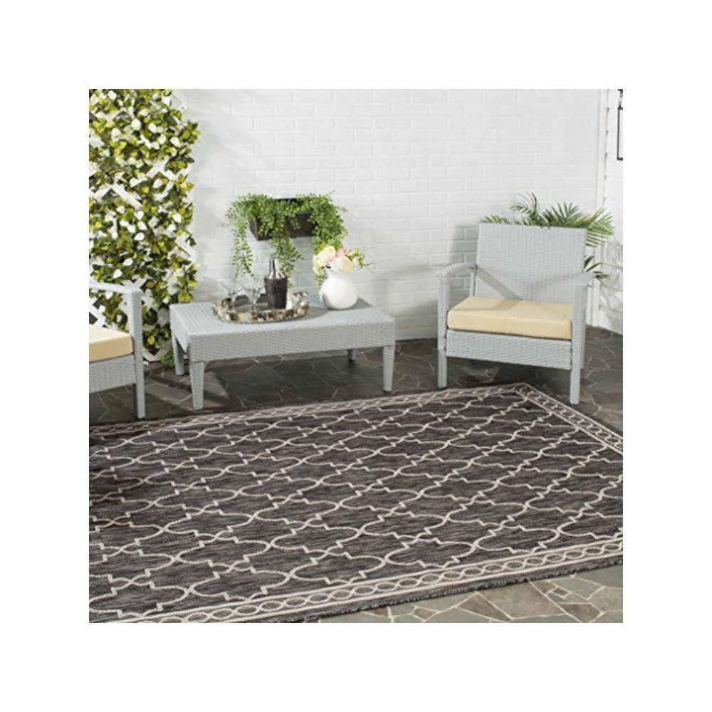 COURTYARD, BLACK / BEIGE, 8' X 11', Area Rug, CY8871-36621-8. Picture 2