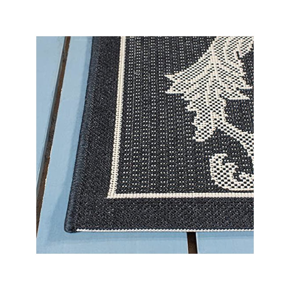 COURTYARD, BLACK / SAND, 2'-7" X 8'-2", Area Rug. Picture 2