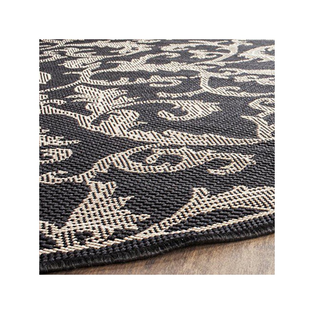 COURTYARD, BLACK / SAND, 7'-10" X 7'-10" Round, Area Rug, CY2653-3908-8R. Picture 2
