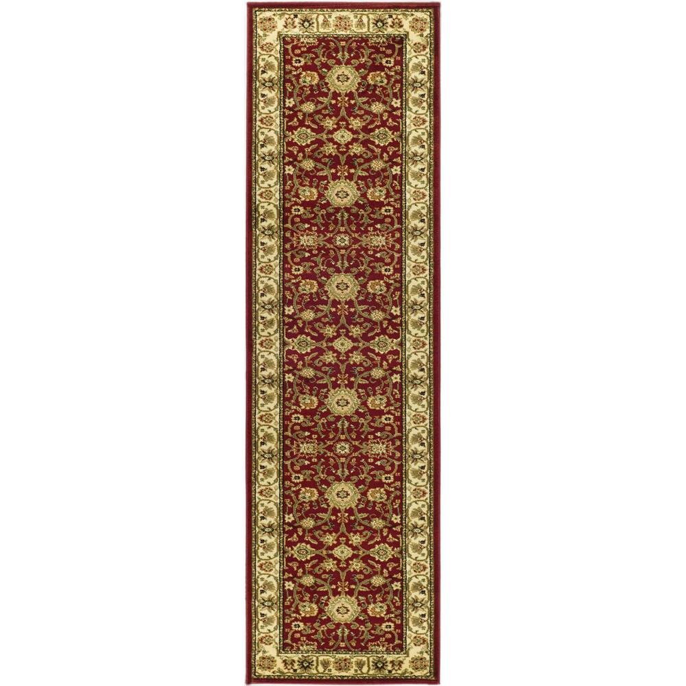 Red and ivory area rug with power loomed polypropylene pile, runner size. Picture 1