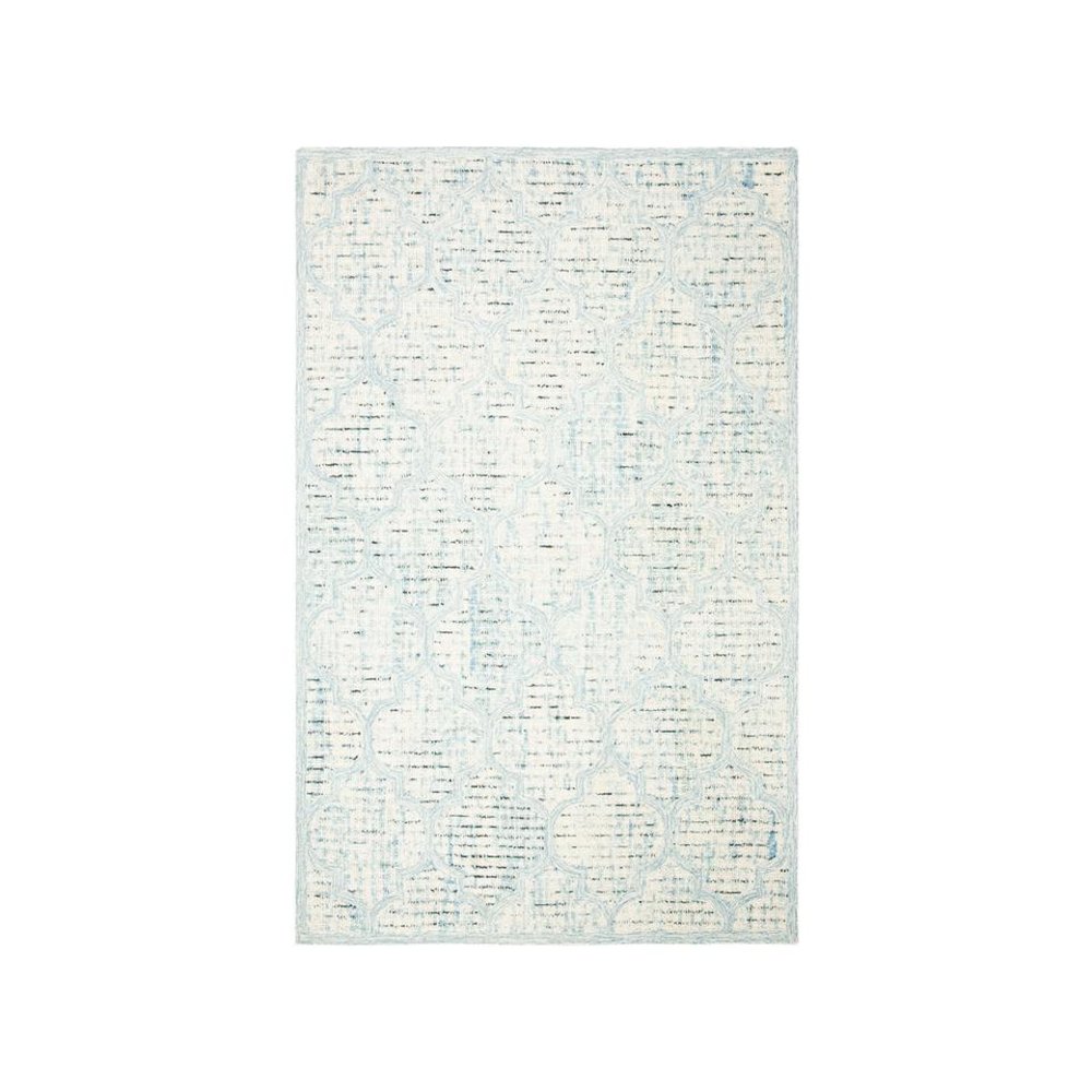 Abstract, IVORY / TURQUOISE, 2'-3" X 8', Area Rug. Picture 1