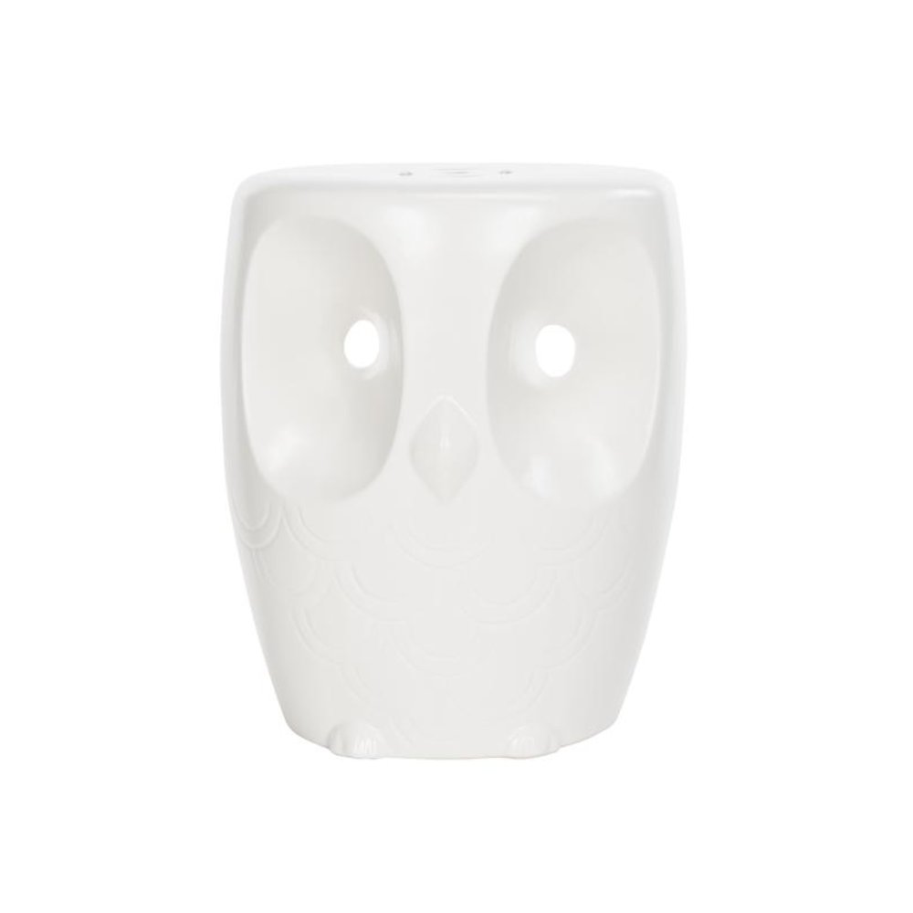 Owl Garden Stool, White. Picture 1
