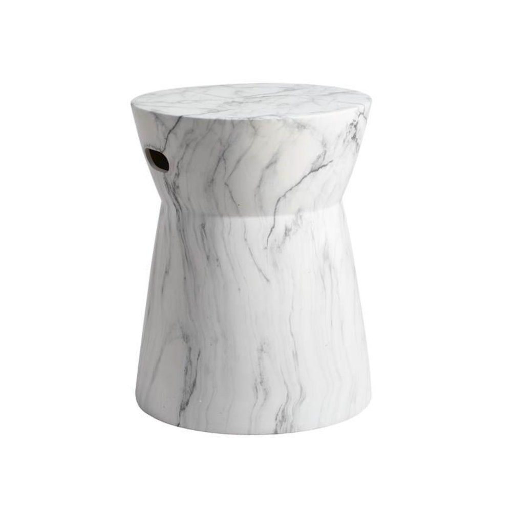 Balboa Marble Garden Stool, White/Black Marble. Picture 1