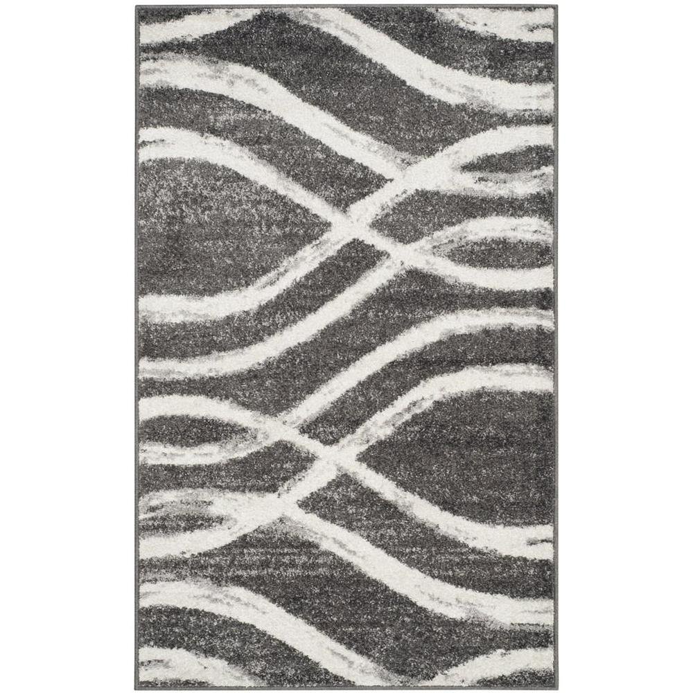 Charcoal and Ivory Area Rug, Power Loomed Polypropylene Pile, Small Rectangle. Picture 1