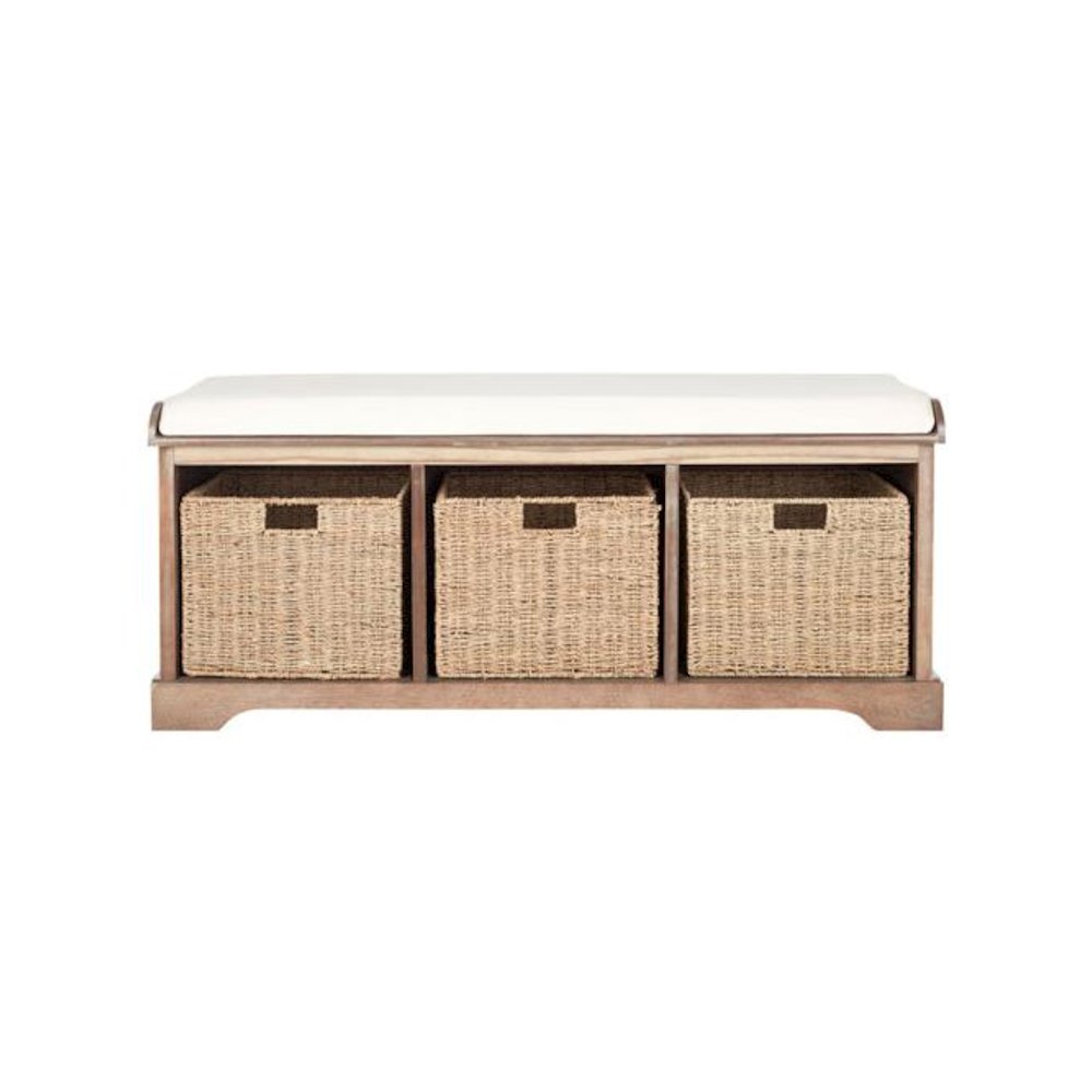 LONAN  WICKER STORAGE BENCH, AMH5733B. Picture 1