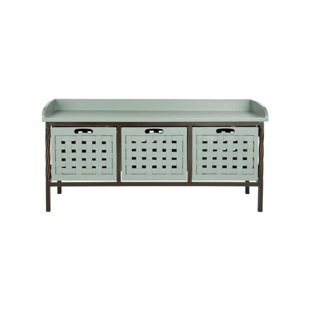 ISAAC 3 DRAWER WOODEN STORAGE BENCH, AMH6530B. Picture 1