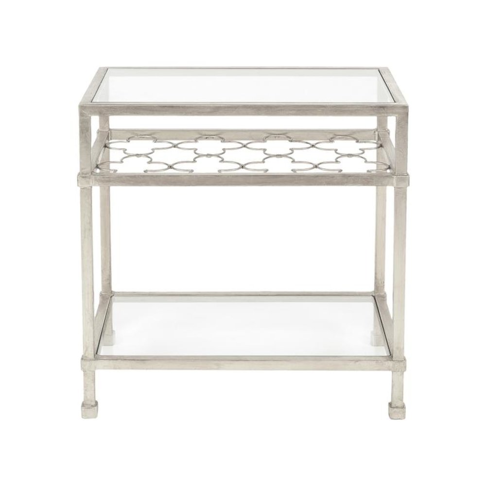 HANZEL SILVER LEAF GLASS SIDE TABLE. Picture 1