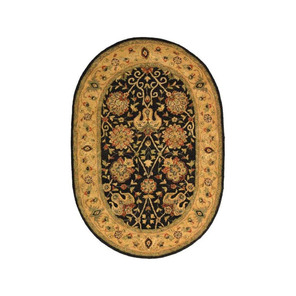 ANTIQUITY, BLACK, 4'-6" X 6'-6" Oval, Area Rug, AT21B-5OV. Picture 1