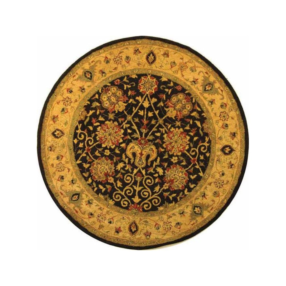 ANTIQUITY, BLACK, 3'-6" X 3'-6" Round, Area Rug, AT21B-4R. Picture 1