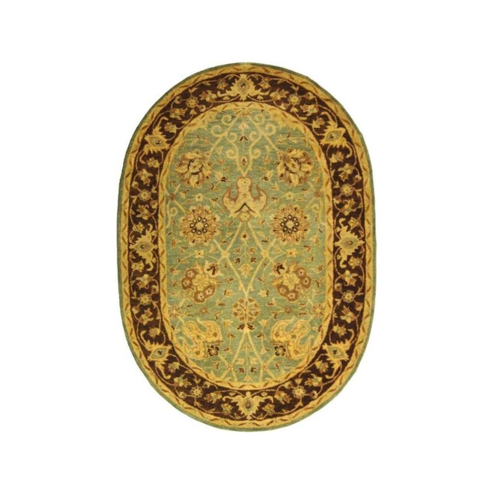 ANTIQUITY, GREEN / BROWN, 4'-6" X 6'-6" Oval, Area Rug. Picture 1